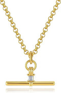 Women's Gold & Silver Bar Necklace – 18K Gold-Plated Stainless Steel Horizontal T-Bar Necklace