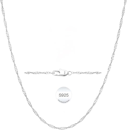 Women's Sterling Silver Necklace – 2mm Cuban Chain (Durable & Hypoallergenic) – Jewelry Gift