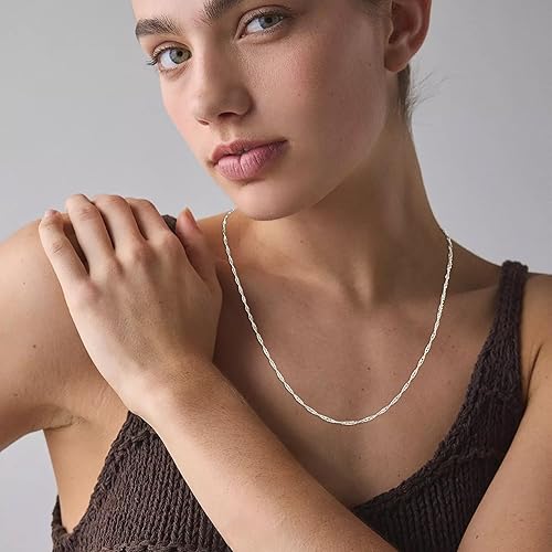 Women's Sterling Silver Necklace – 2mm Cuban Chain (Durable & Hypoallergenic) – Jewelry Gift