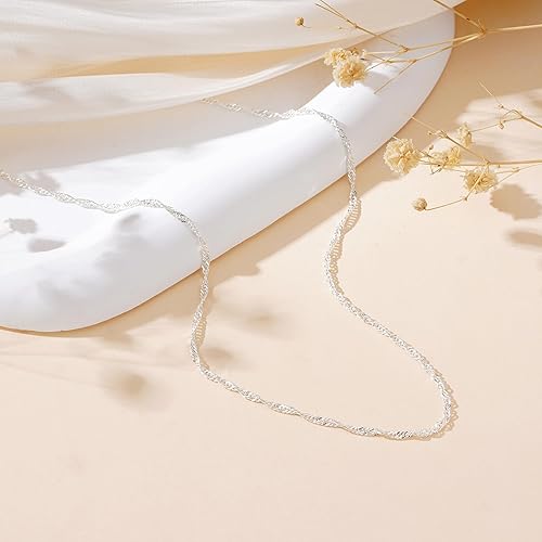 Women's Sterling Silver Necklace – 2mm Cuban Chain (Durable & Hypoallergenic) – Jewelry Gift
